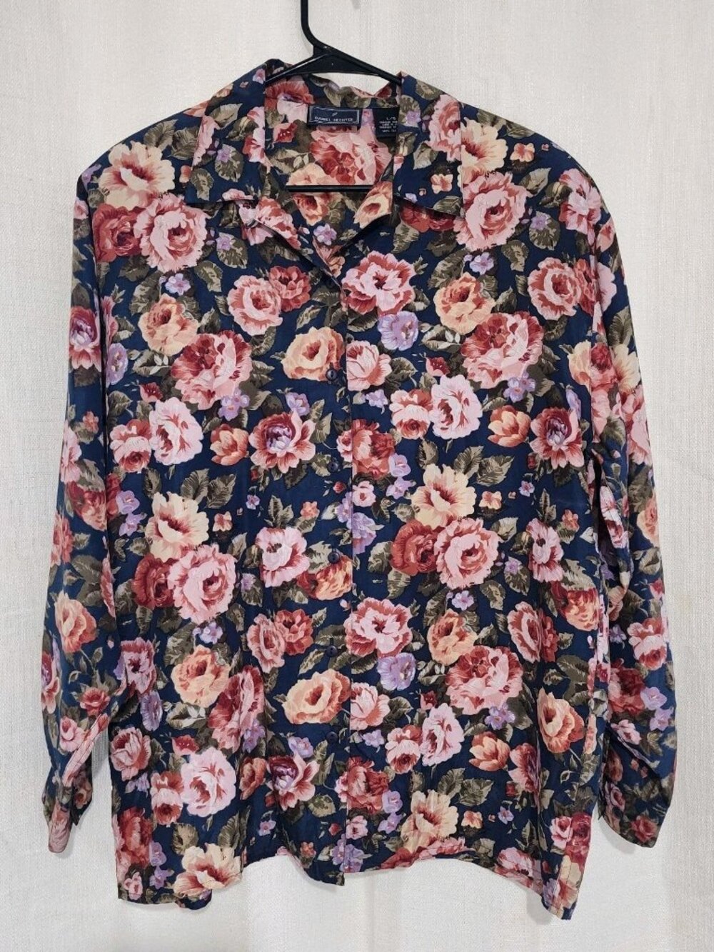 Daniel Hechter Women's Blouse 100% Silk Long Sleeve Button Up Floral Size Large